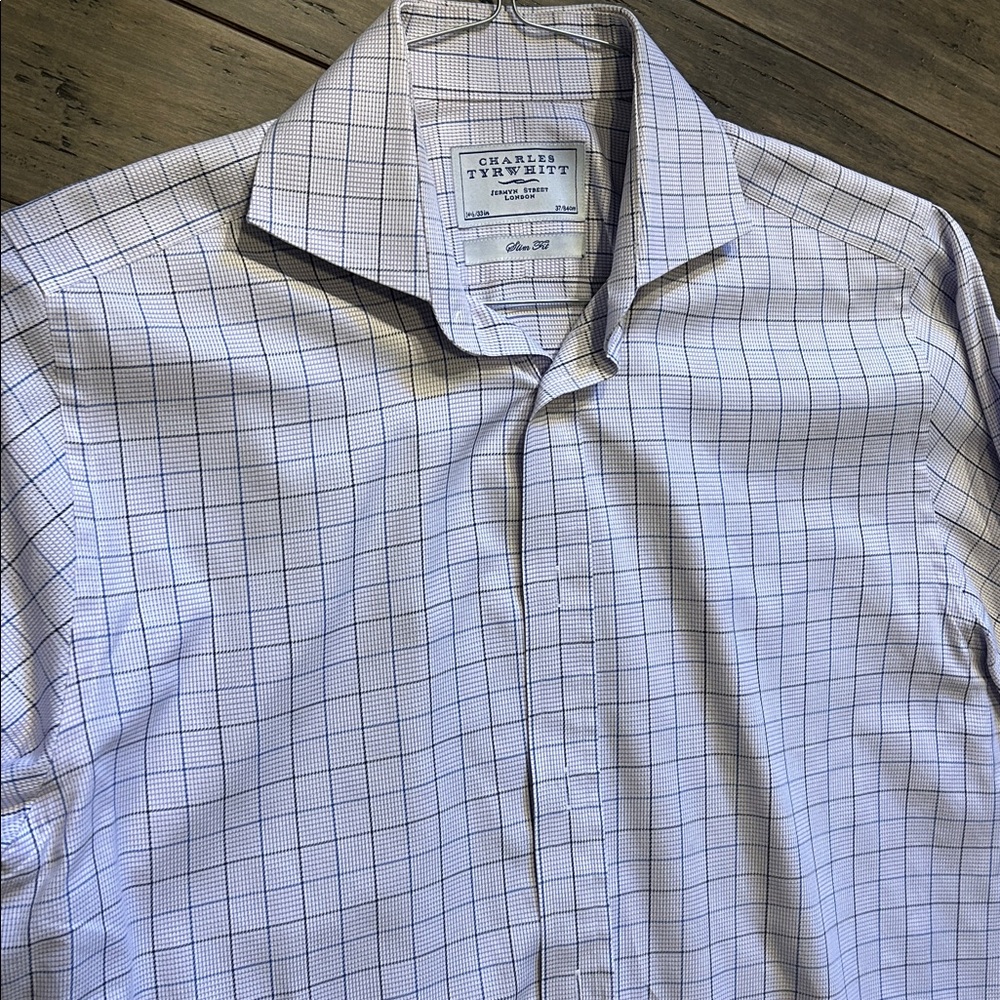 Charles Tyrwhitt Blue and Lilac Check Dress Shirt